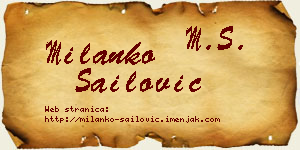 Milanko Sailović vizit kartica